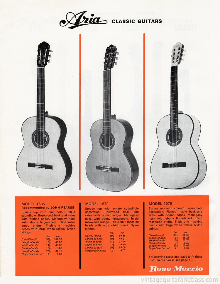 1970 Rose-Morris guitar and bass catalog - page 12 - Aria classic