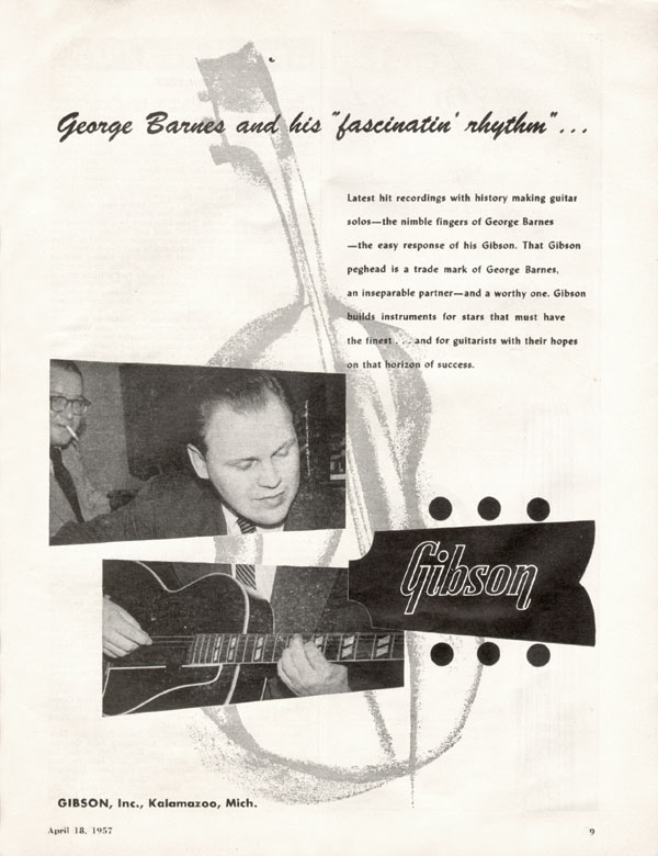 Gibson advertisement (1957) George Barnes "fascinatin