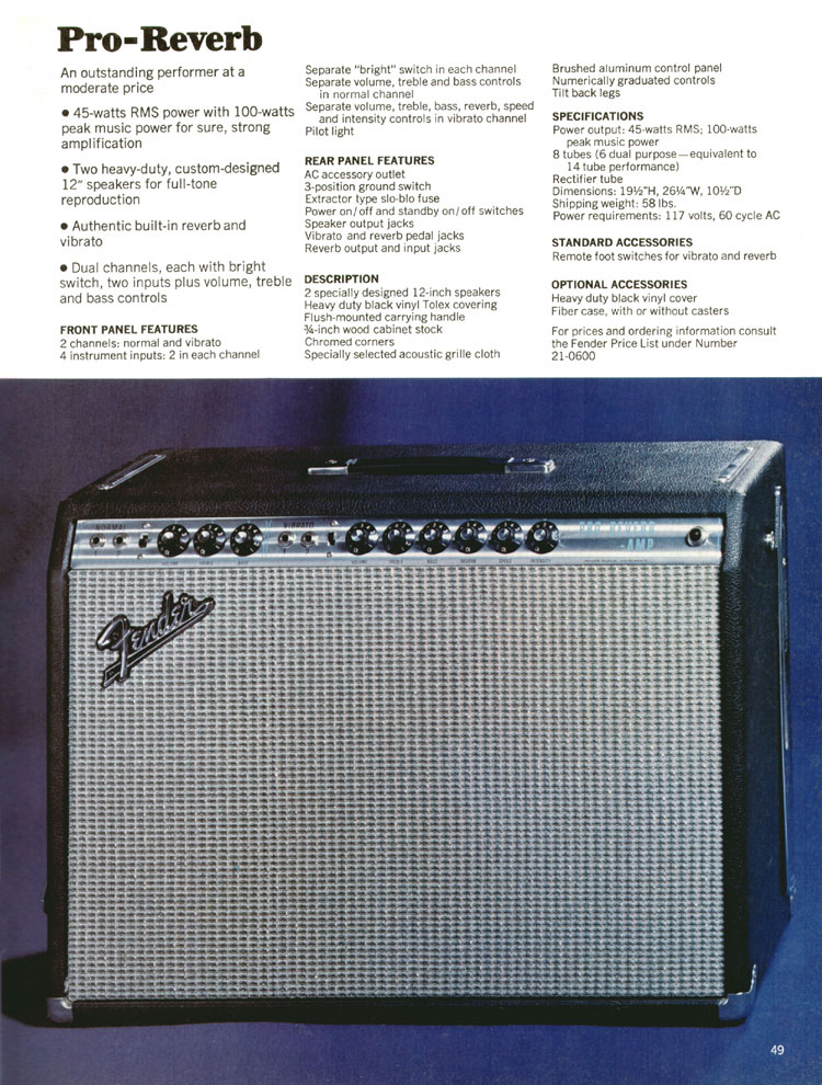 Fender Pro-Reverb - 1970 Fender catalog, page 49