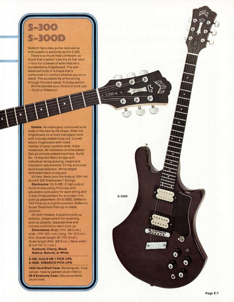 1978 Guild electrics catalog, page 7: S-300 solid body