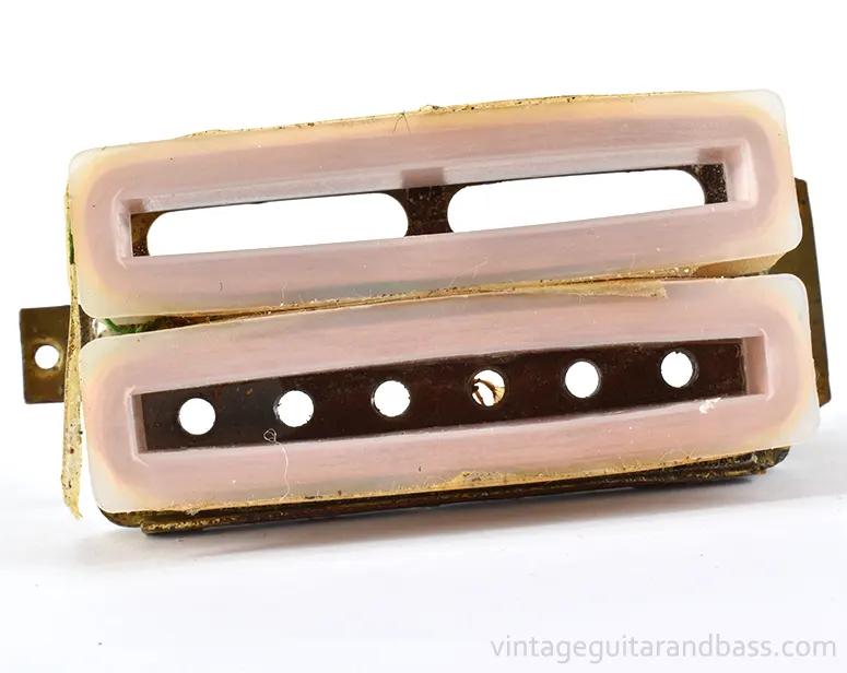 Disassembled Matsumoku Maxon humbucker pickup, top view