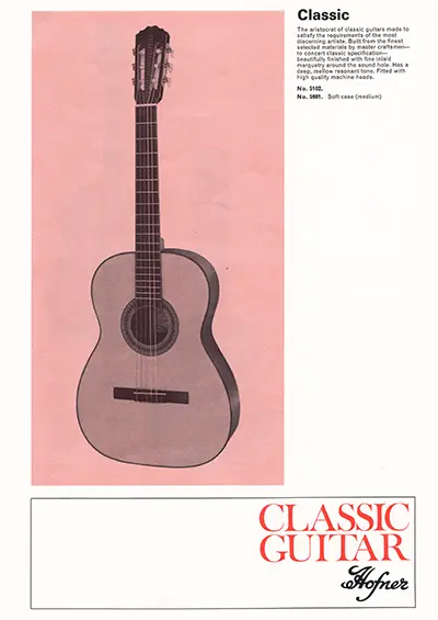 1971 Gibson, Hofner and Yamaha catalog page 36 - Hofner Classic