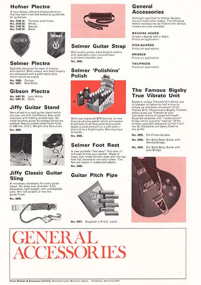 1971 Gibson, Hofner and Yamaha catalog page 52 - General Accessories